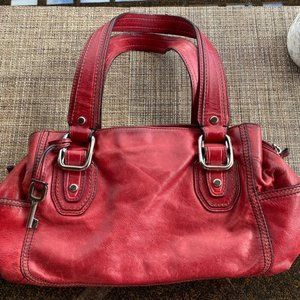 Fossil Vintage Red Leather Purse Handbag